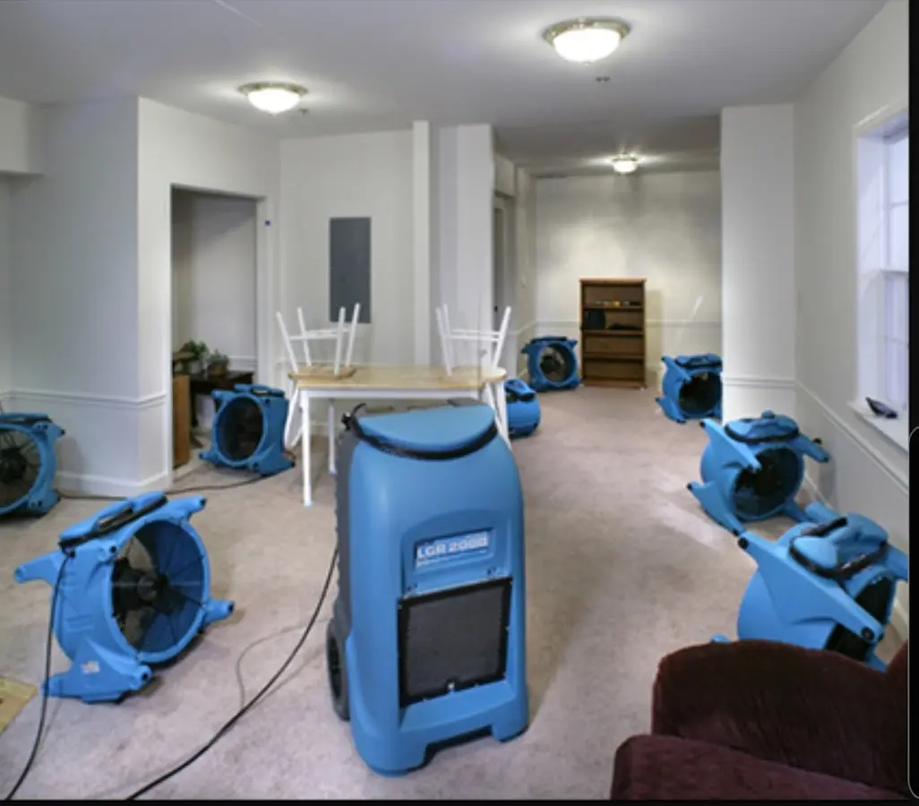 Air movers and dehumidifier setup for Water Extraction & Removal in Chaska