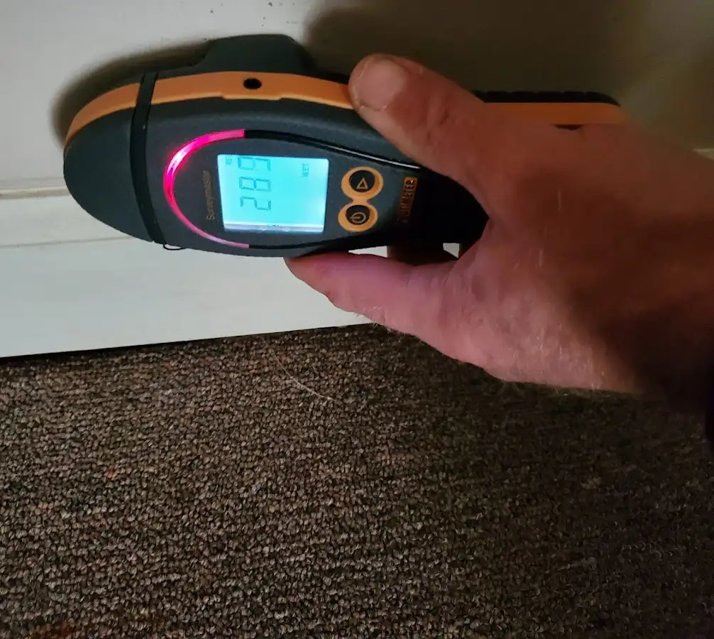 Moisture detection at baseboard during Burst Pipe Cleanup in Chaska