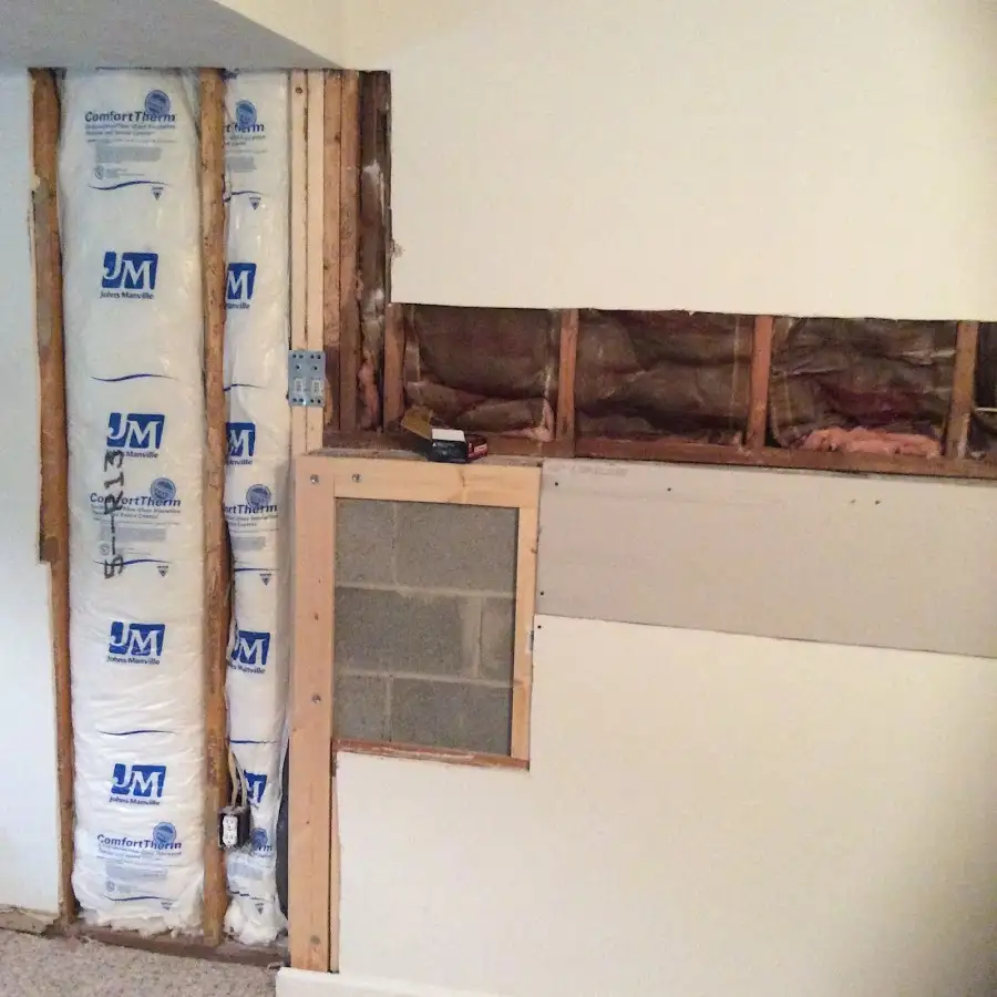 Wall insulation replacement during Basement Flood Cleanup in Chaska